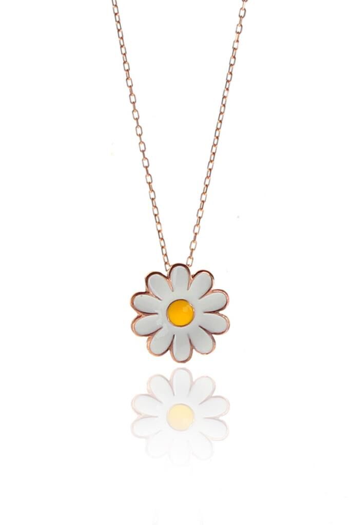 Gümüş papatya kolye SGTL10851ROSE