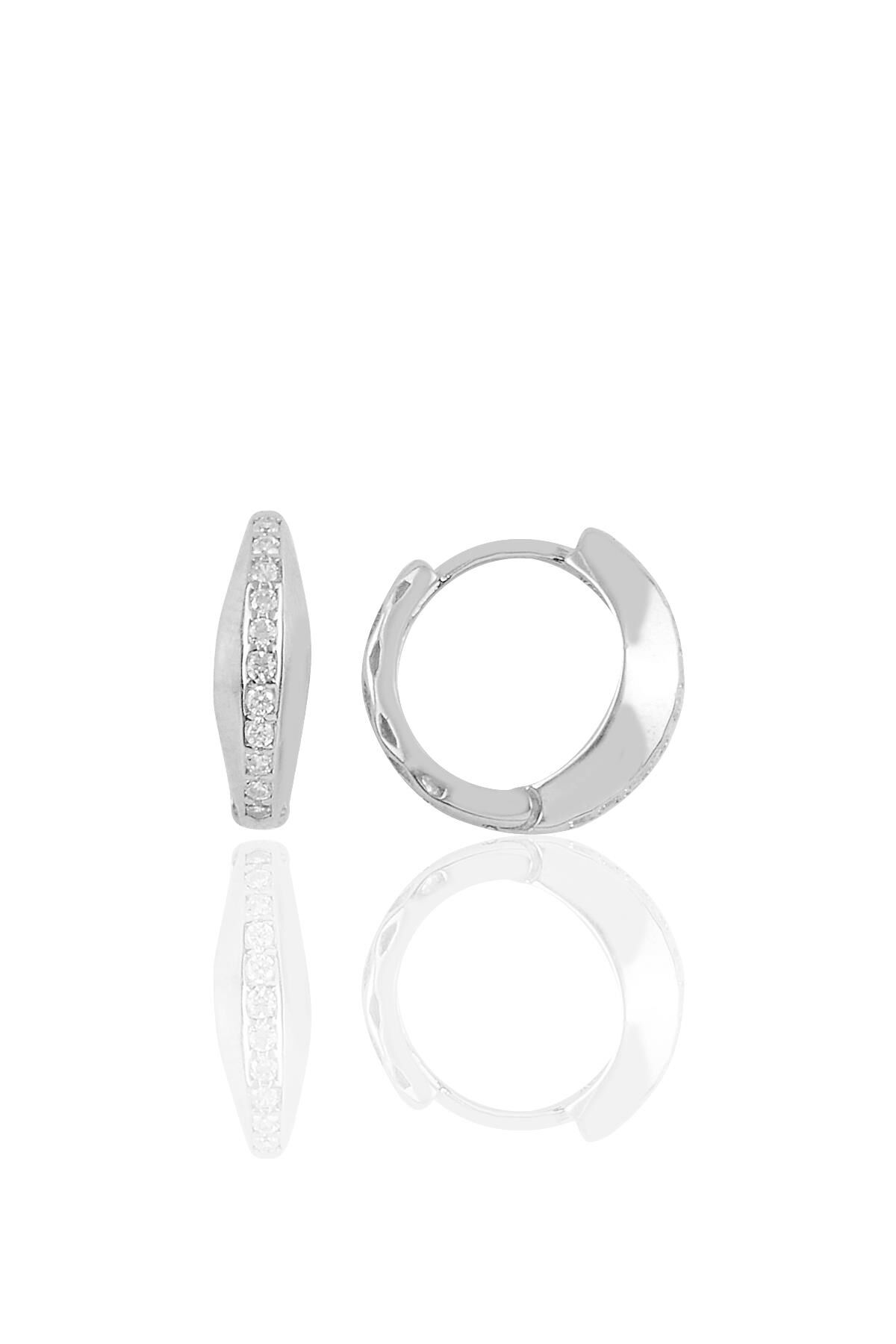 Gümüş rodyumlu modern tasarımlı halka küpe SGTL10443RODAJ