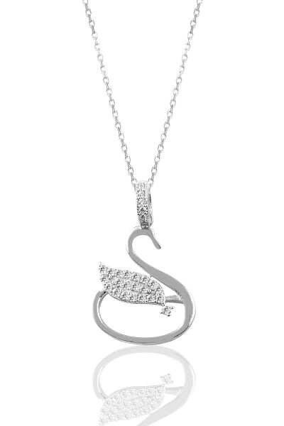 Gümüş zirkon taşlı kuğu kolye SGTL9100