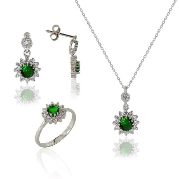 pırlanta modeli kök zümrüt taşlı set SGTL5121