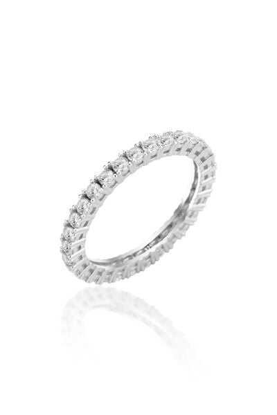 Gümüş Rodyumlu Pırlanta Montürlü Su Yolu Tamtur Yüzük SGTL12819RODAJ