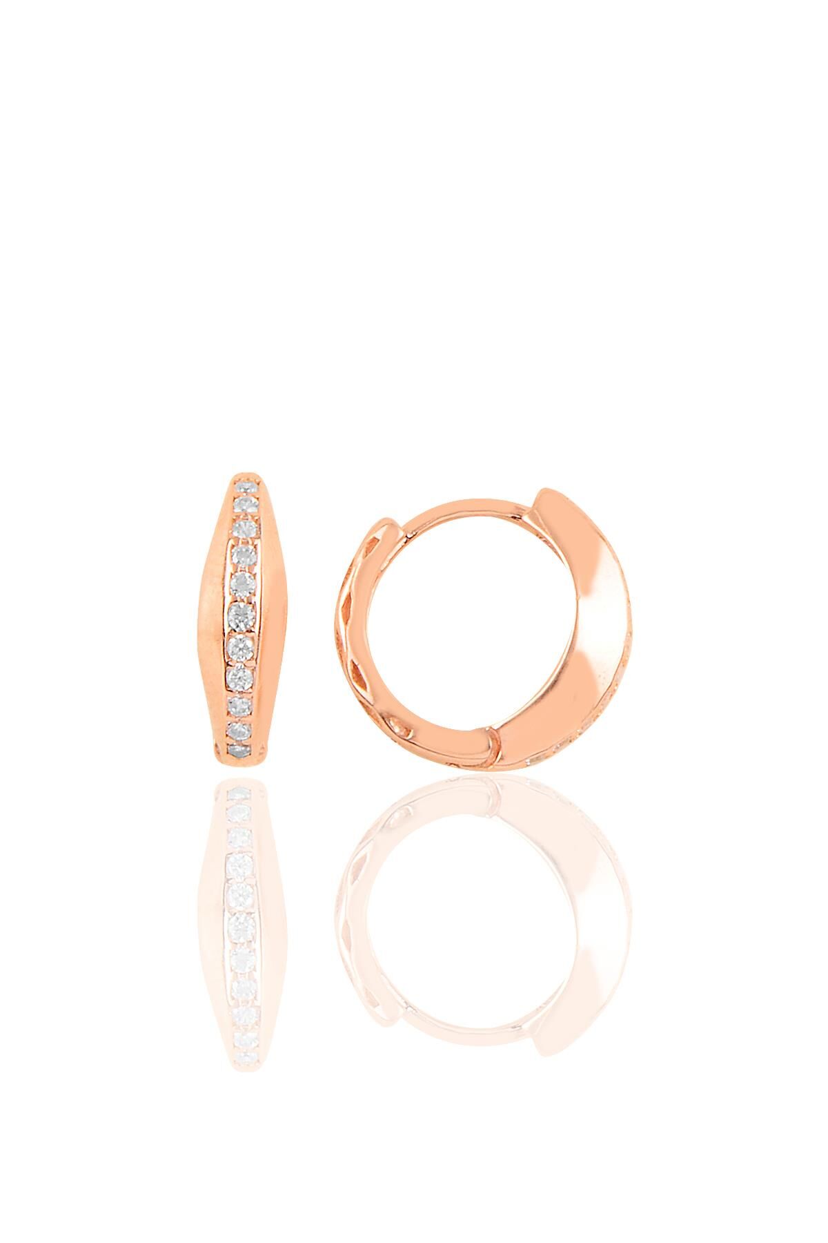 Gümüş rose modern tasarımlı halka küpe SGTL10443ROSE