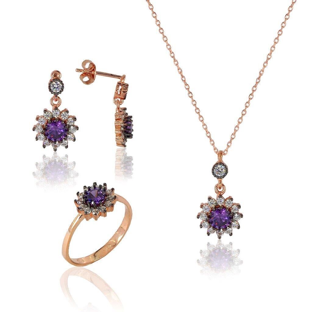 pırlanta modeli amatist taşlı set SGTL5124