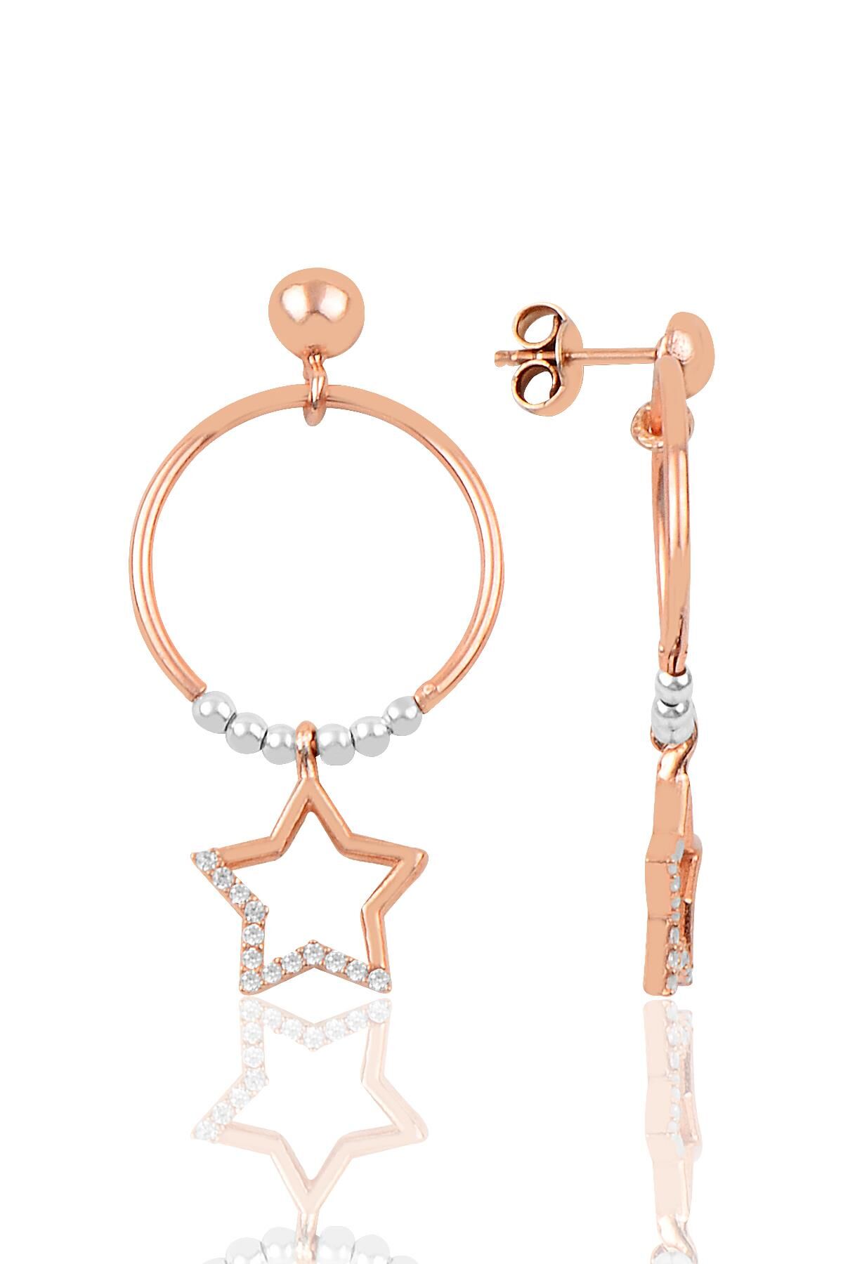 Gümüş yıldız modeli eksenler küpesi SGTL9758