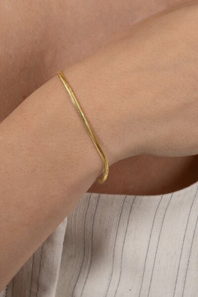 925 Ayar Gümüş altın yaldızlı balık sırtı italyan model zincir bileklik SGTL12944GOLD