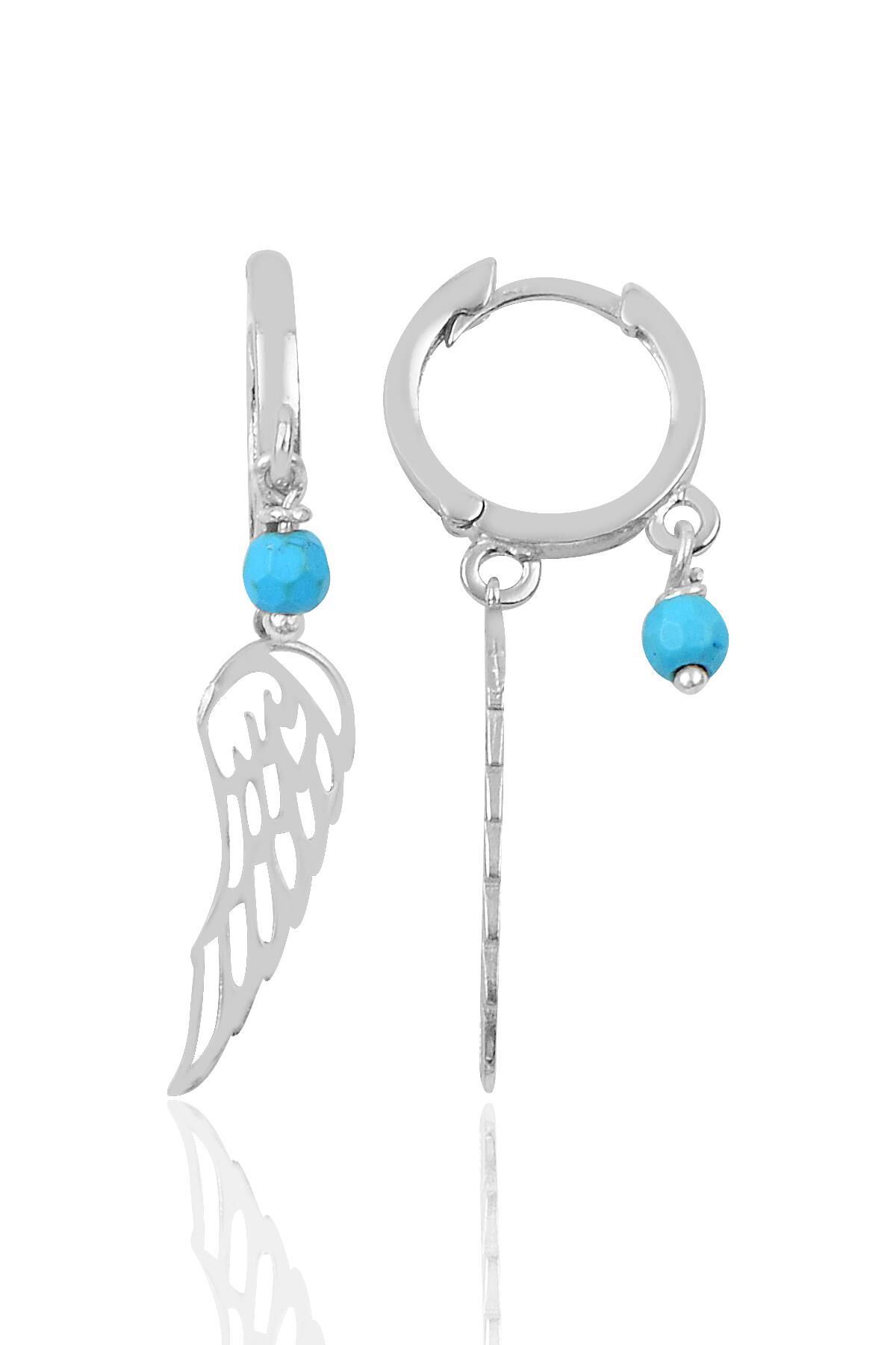 Gümüş kanat ve tutkuaz taşlı modeli halka küpe SGTL9760