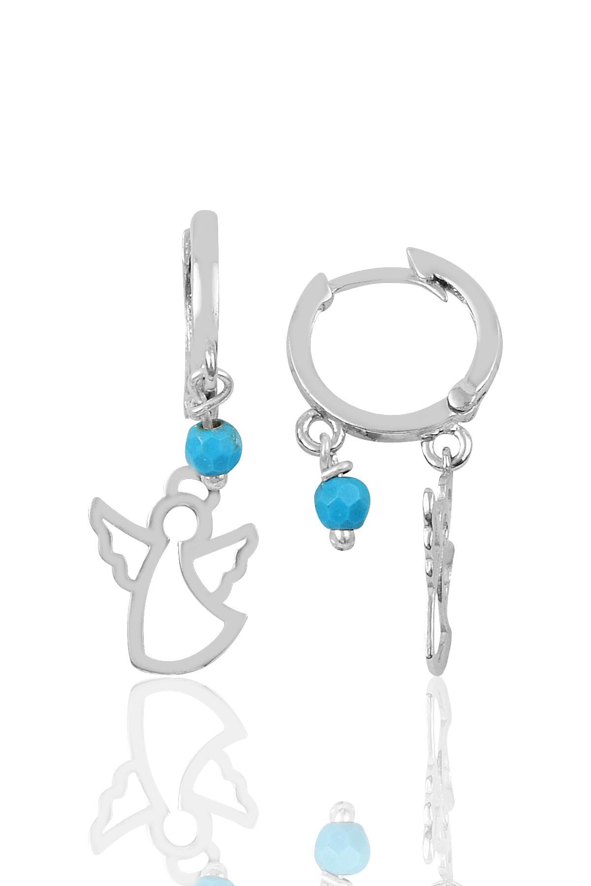 Gümüş kanat ve tutkuaz taşlı modeli halka küpe SGTL9761