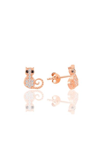 Gümüş kedi küpe Rose