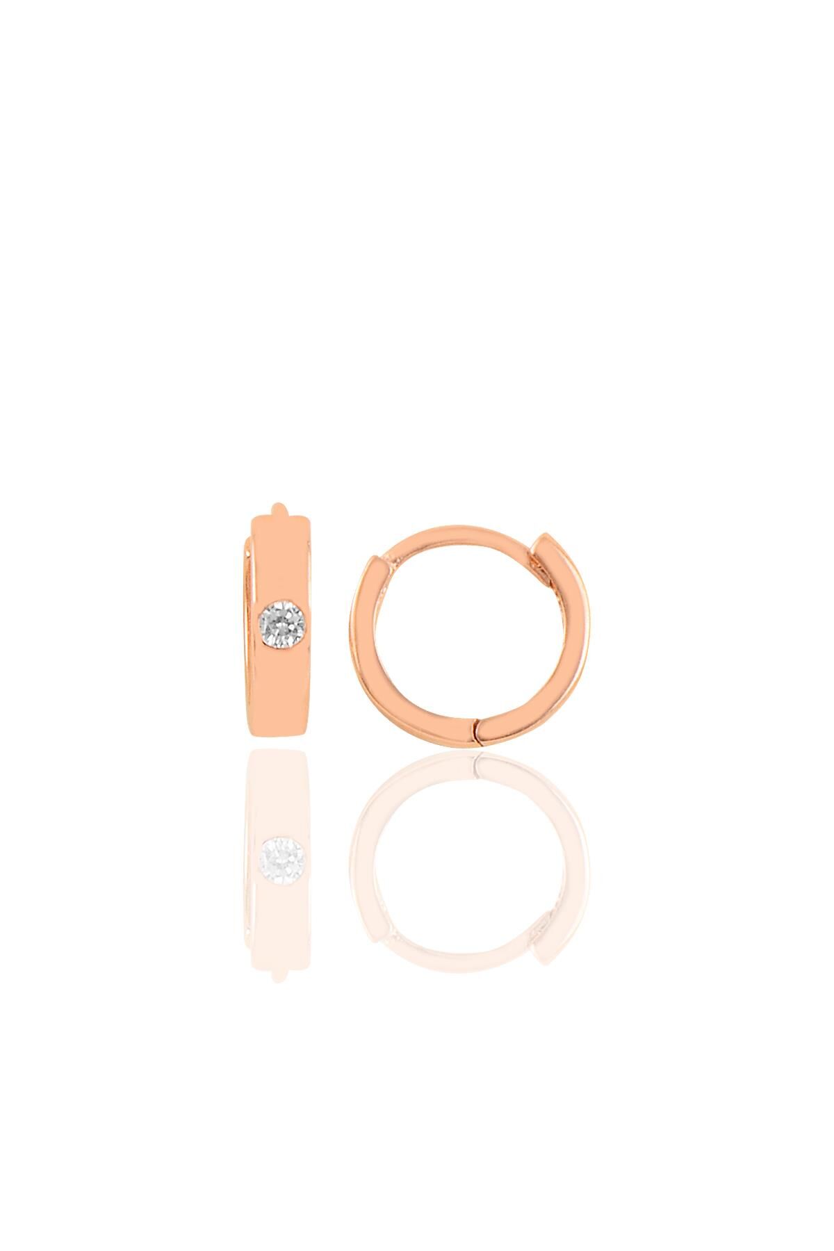 Gümüş rose pırlanta modeli halka küpe SGTL10445ROSE