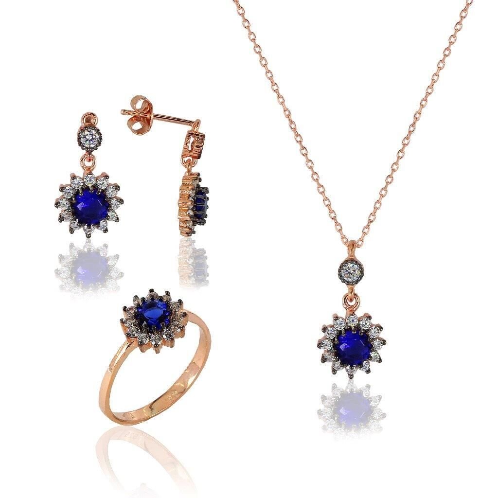 pırlanta modeli safir taşlı set SGTL5128
