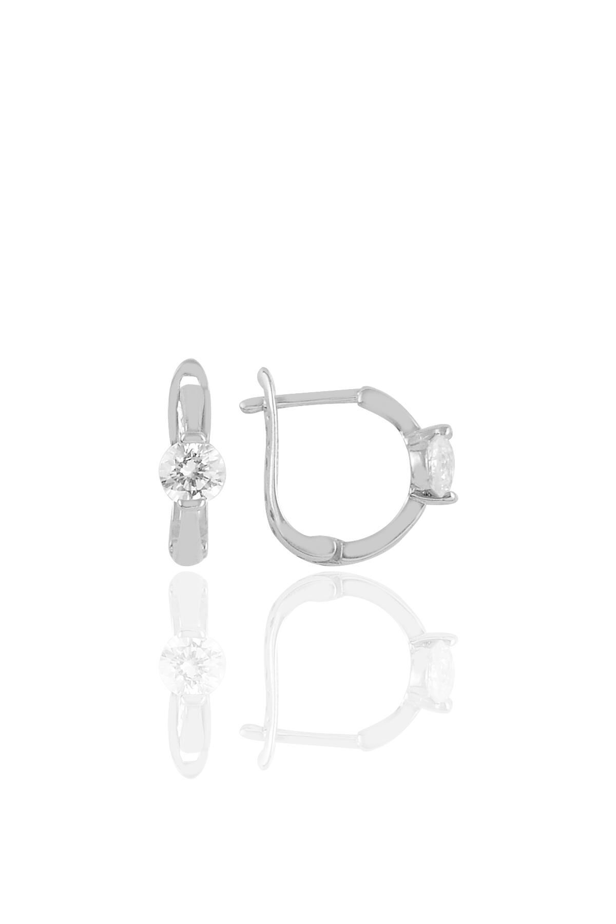 Gümüş rodyumlu  tek taşlı j küpe SGTL10446RODAJ