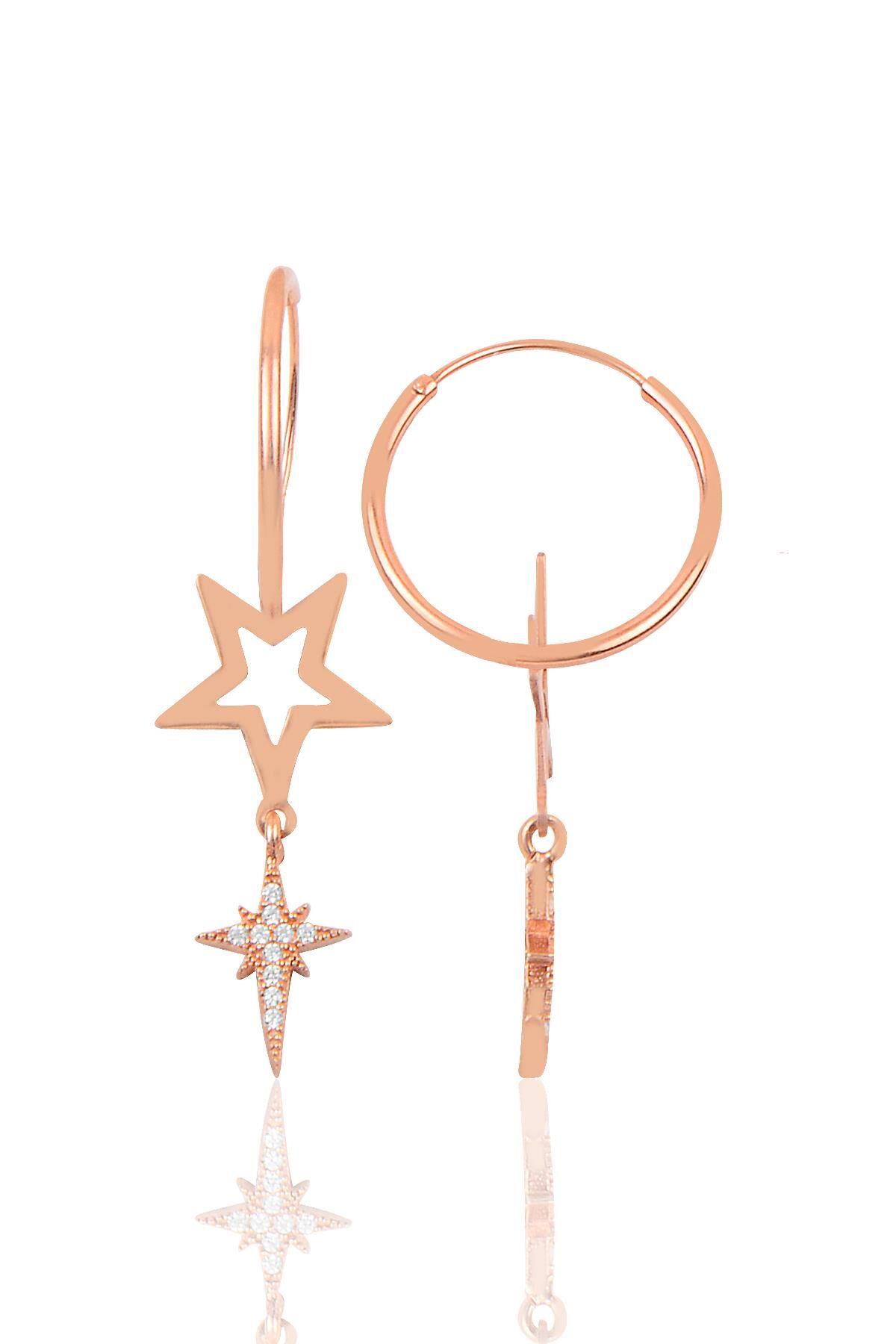 Gümüş yıldız ve kutup yıldızı modeli halka küpe SGTL9763