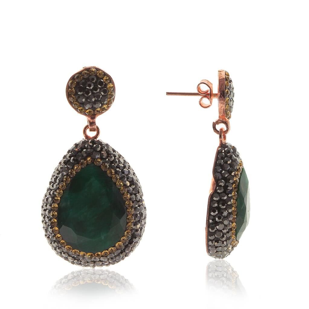 Kök Zümrüt ve Zirkon taşlı Küpe SGTL5838