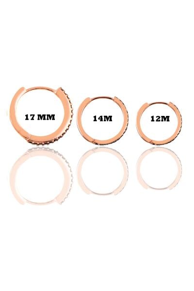 Gümüş rose siyah taşlı üç boydan oluşan kombin halka küpeler SGTL11163SIYAH