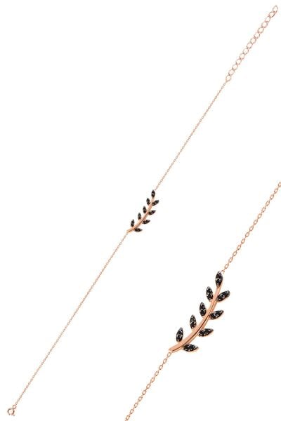 Gümüş rose siyah taşlı yaprak  üçlü set SGTL10586SIYAH