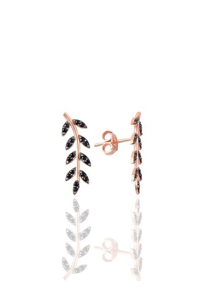 Gümüş rose siyah taşlı yaprak  üçlü set SGTL10586SIYAH