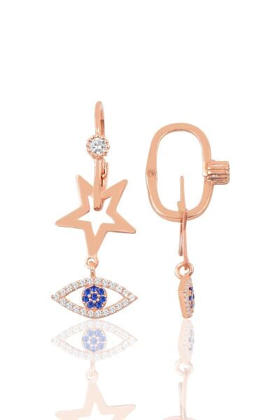 Gümüş yıldız ve kutup göz modeli göçmen küpe SGTL9764