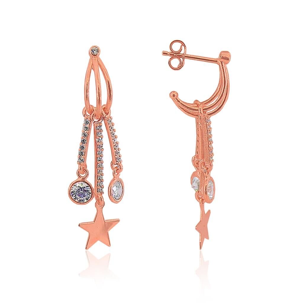 sarkıntılı yıldız ve taşlı küpe SGTL3114