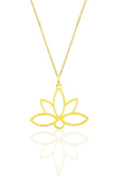 Gümüş altın yaldızlı sonsuz yaşamın simgesi lotus çiçeği kolye SGTL10085GOLD