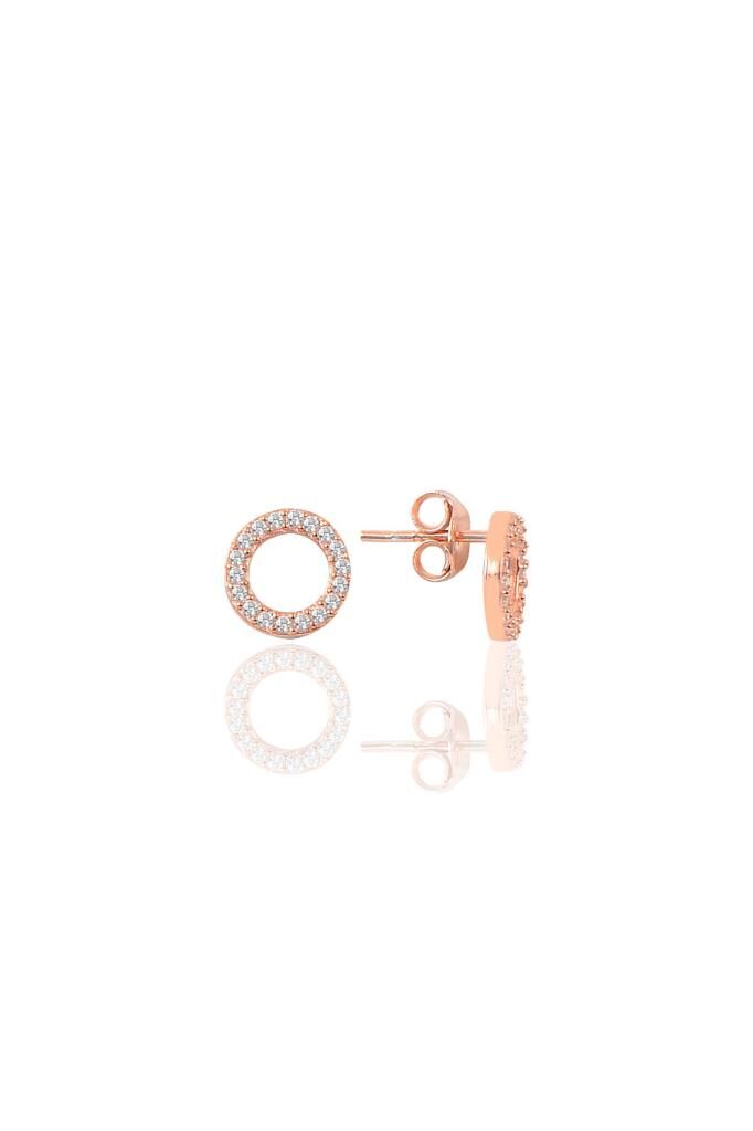 Gümüş zirkon taşlı halka modeli küpe SGTL10809ROSE