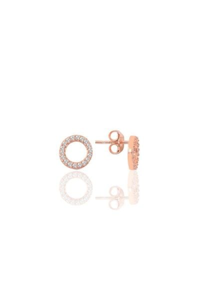 Gümüş zirkon taşlı halka modeli küpe SGTL10809ROSE