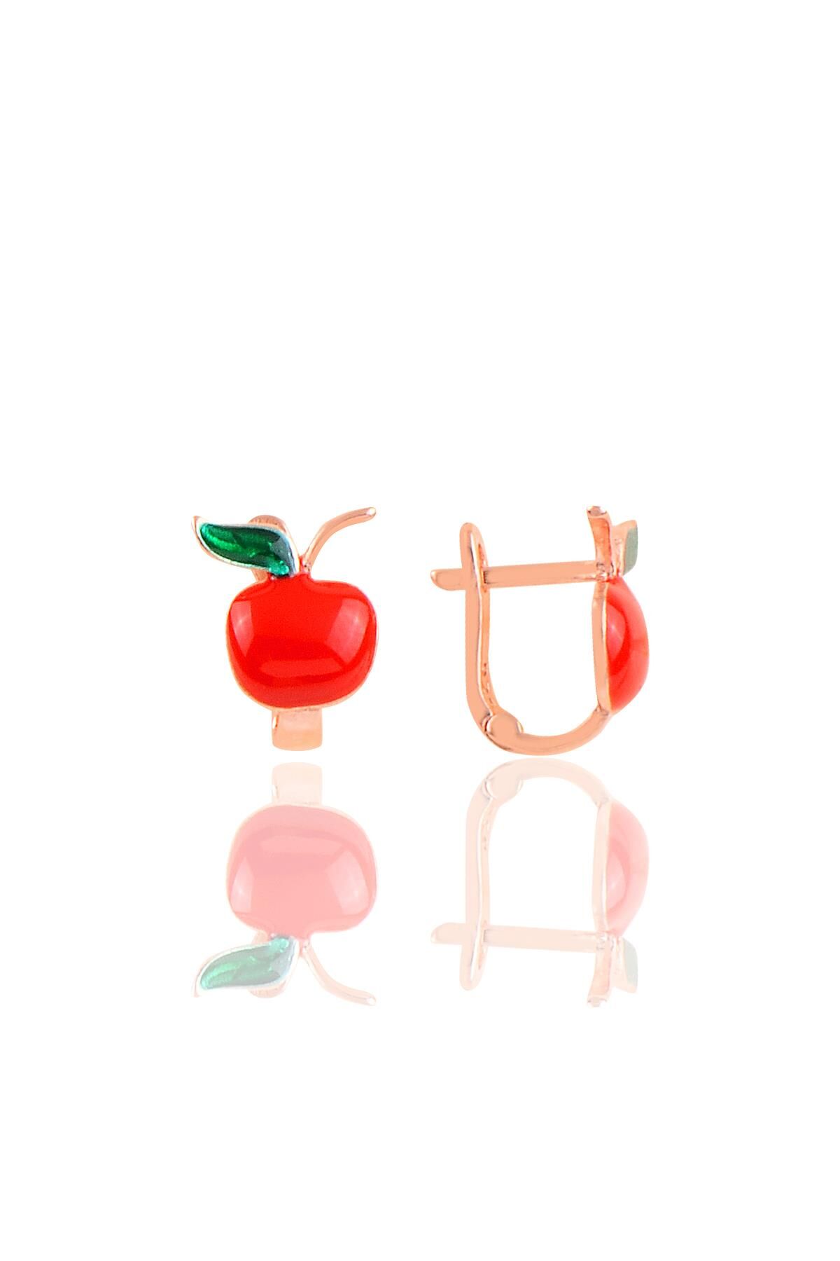 Gümüş rose mineli elma çocuk küpesi SGTL10328ROSE