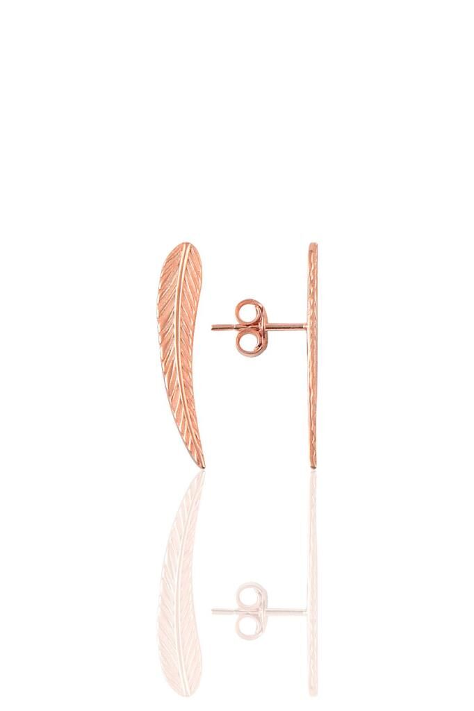 Gümüş rose tüy modeli gümüş küpe SGTL10810ROSE