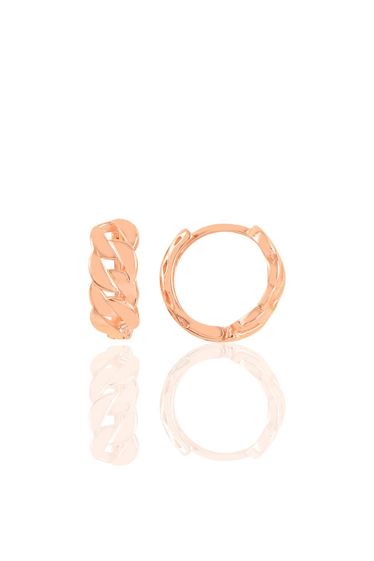 Gümüş rose zincir modeli halka küpe SGTL10447ROSE