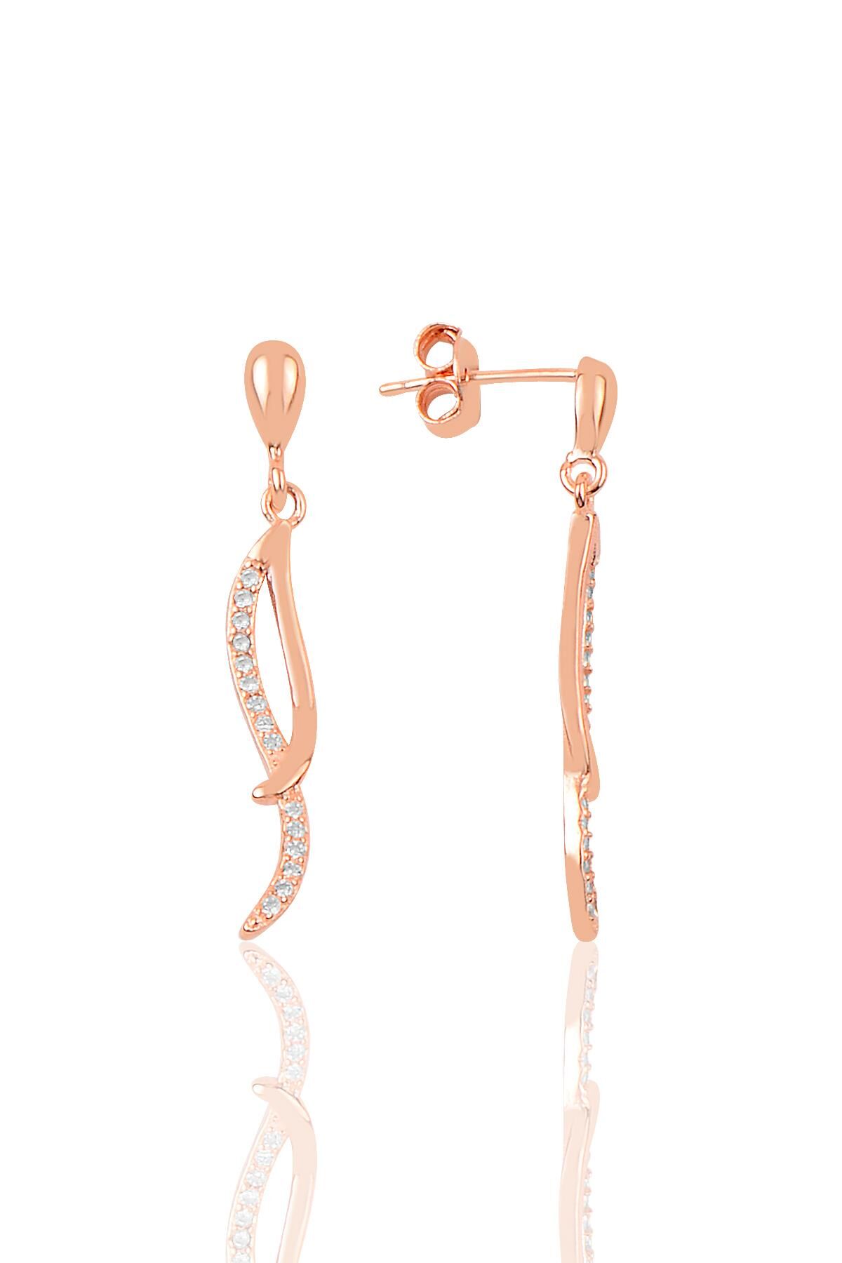Gümüş zirkon taşlı tarz küpe SGTL9766ROSE