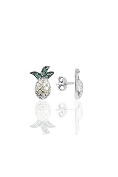 Gümüş rodyumlu zirkon  taşlı ananas küpe SGTL10559RODAJ