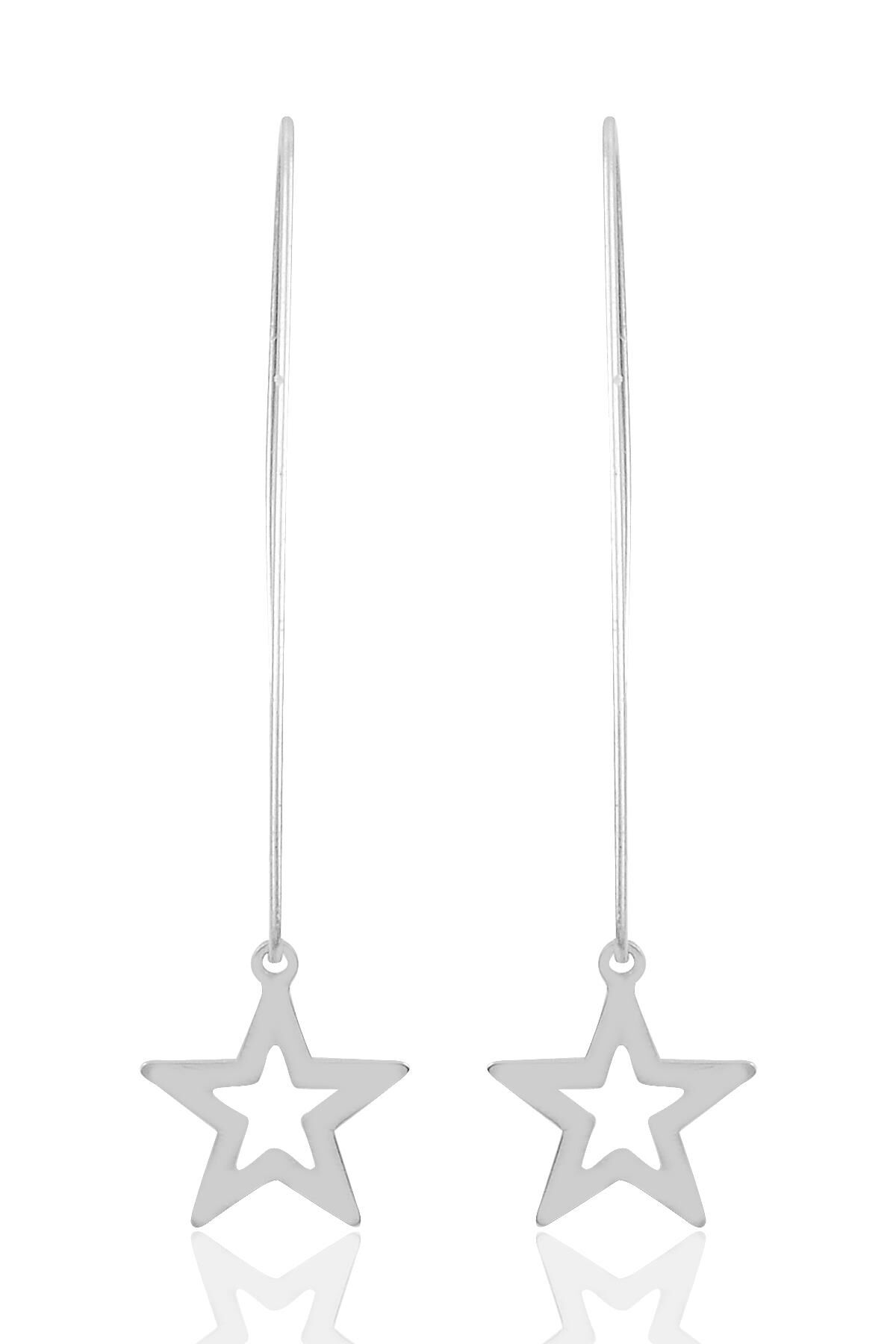 Gümüş uzun çengelli yıldız küpe SGTL9767