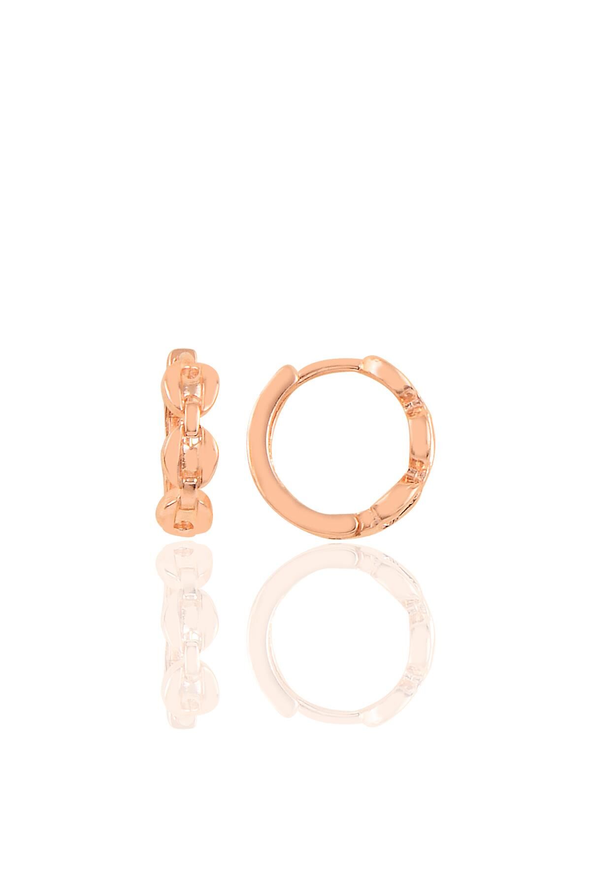 Gümüş rose düğme desenli halka küpe SGTL10448ROSE