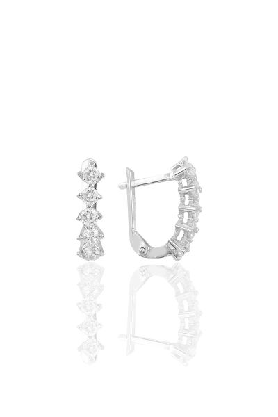 Gümüş rodyumlu zirkon taşlı beştaş j küpe SGTL10560RODAJ