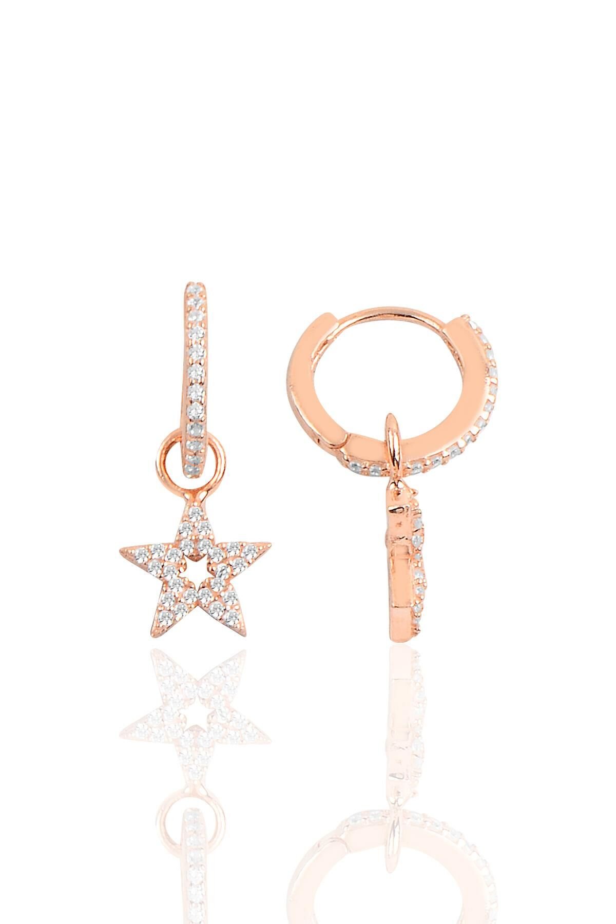 Gümüş yıldız halka küpe SGTL10142YLZ