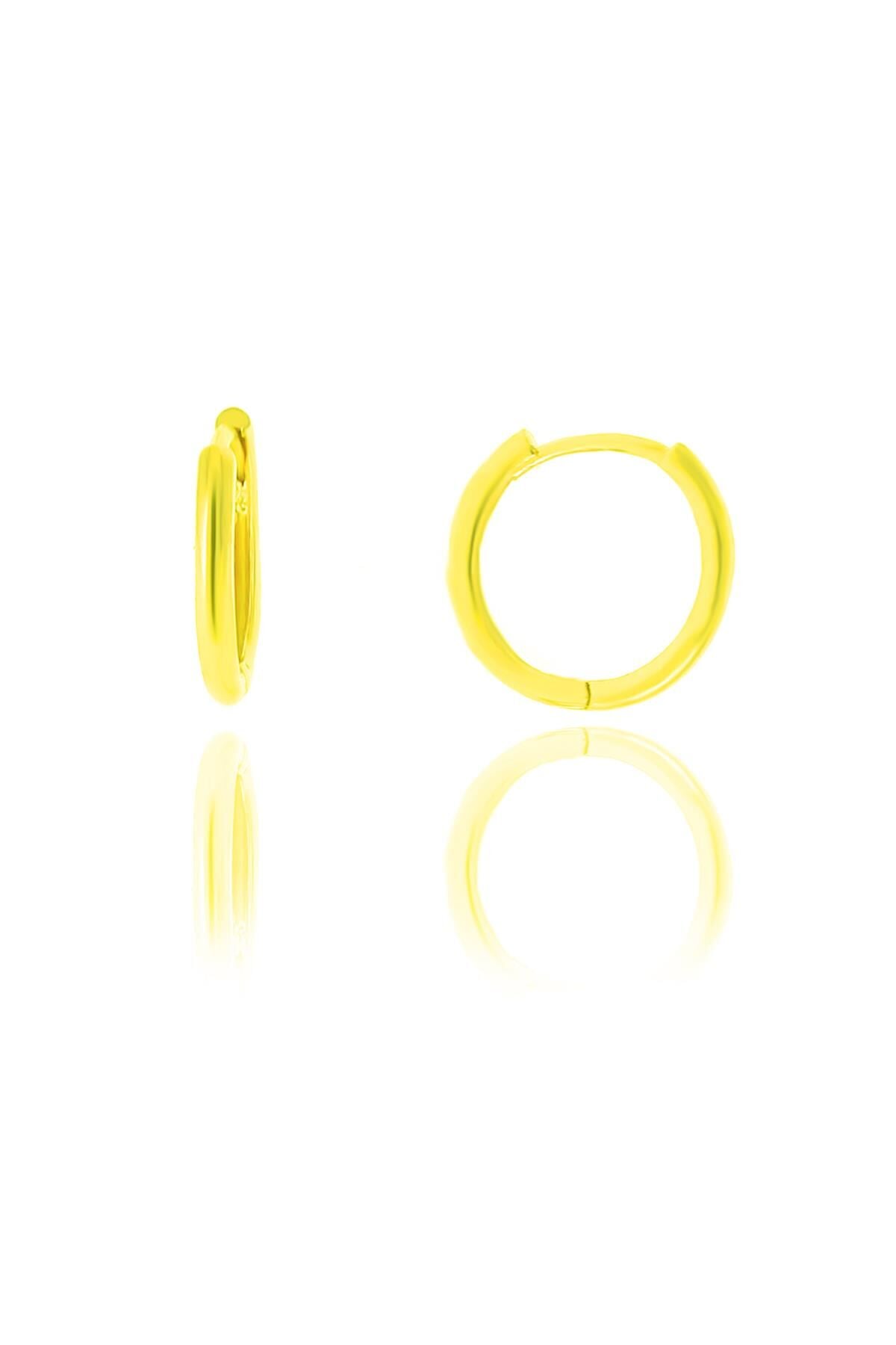 Gümüş altın yaldızlı 14 mm halka küpe SGTL10561GOLD