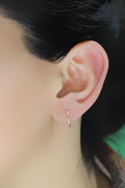 Gümüş altın yaldızlı 14 mm halka küpe SGTL10561GOLD