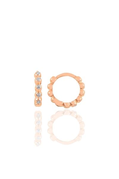 Gümüş rose sıvama taşlı halka küpe SGTL10449ROSE