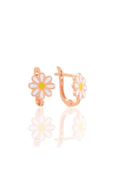 Gümüş rose yeni, mineli klipsli papatya küpe SGTL11232ROSE