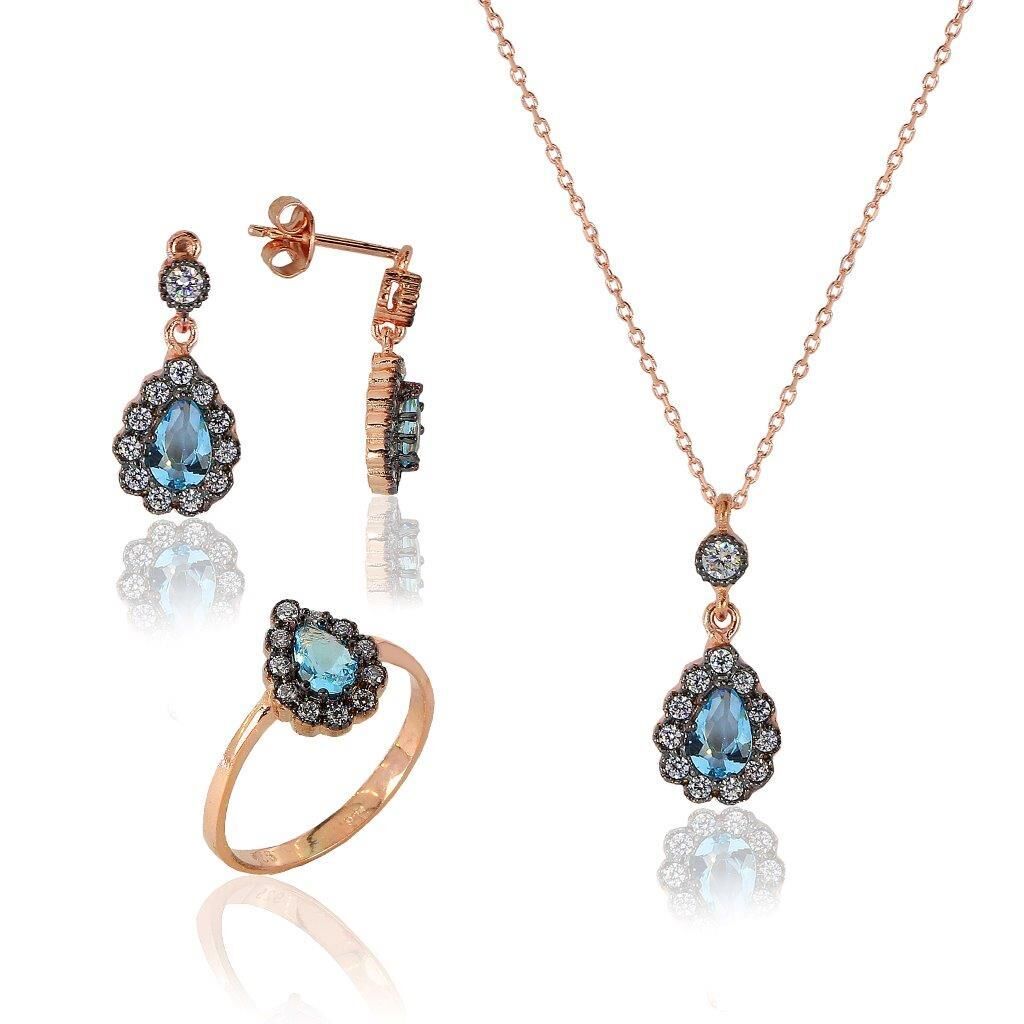 pırlanta modeli akuamarin taşlı set SGTL5140