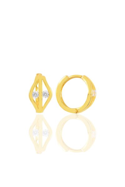 Gümüş altın yaldızlı iki taşlı halka küpe SGTL10450GOLD