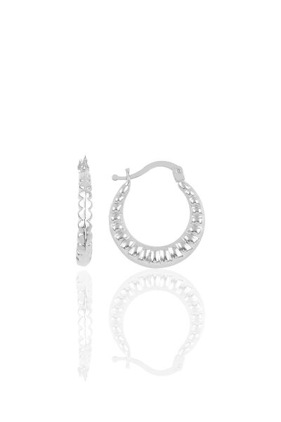 Gümüş çizgili şarnel küpe Gümüş