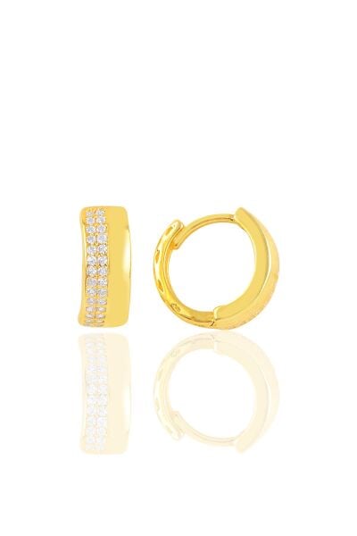 Gümüş altın yaldızlı zirkon taşlı halka küpe SGTL10451GOLD