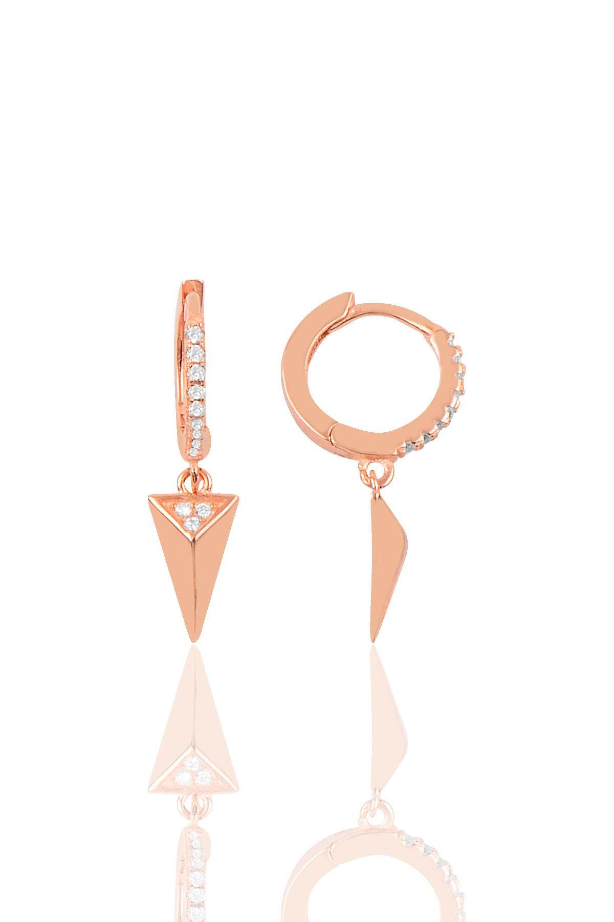Gümüş piramit modeli halka küpe SGTL9772ROSE