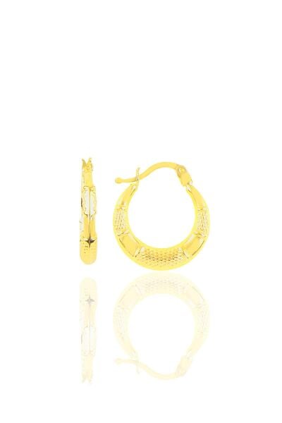 Gümüş  desenli şarnel küpe Gold