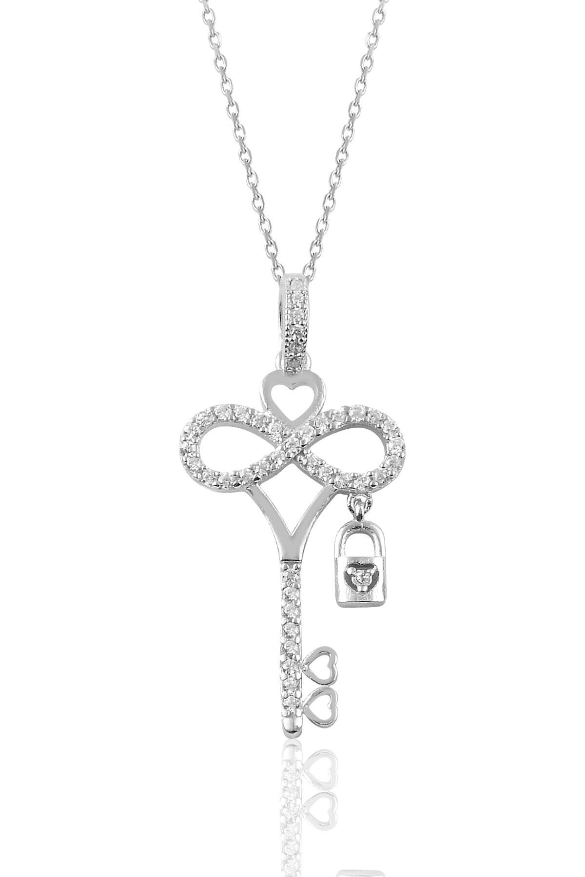Gümüş sonsuz aşkımın kilitli anahtarı kolye SGTL9109