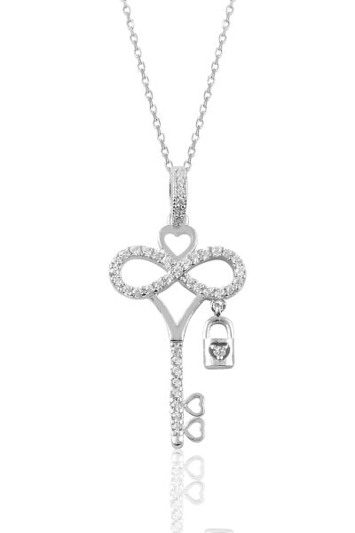 Gümüş sonsuz aşkımın kilitli anahtarı kolye SGTL9109