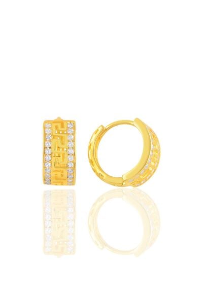 Gümüş altın yaldızlı  artuklu modeli halka küpe SGTL10452GOLD