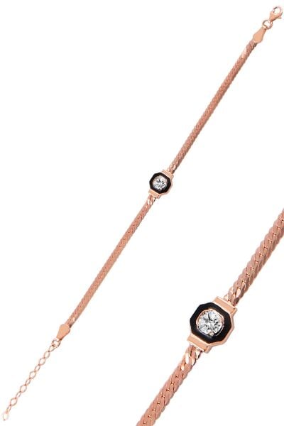 Gümüş rose  çağla şikel kolye bileklik ve yüzük gümüş  takım SGTL10593ROSE