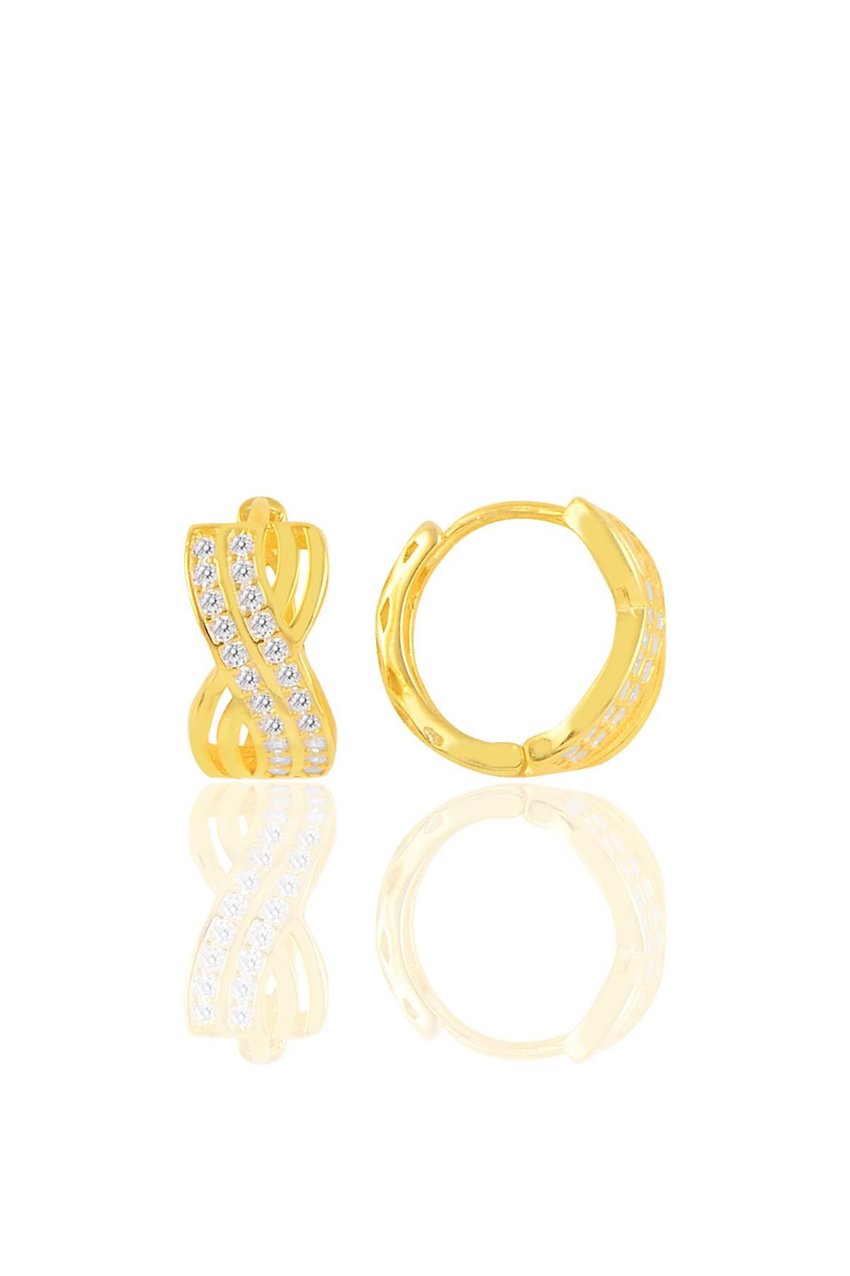 Gümüş altın yaldızlı  özel tasarım  halka küpe SGTL10453GOLD