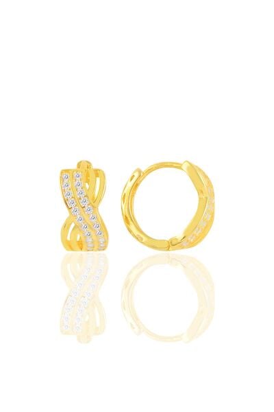 Gümüş altın yaldızlı  özel tasarım  halka küpe SGTL10453GOLD